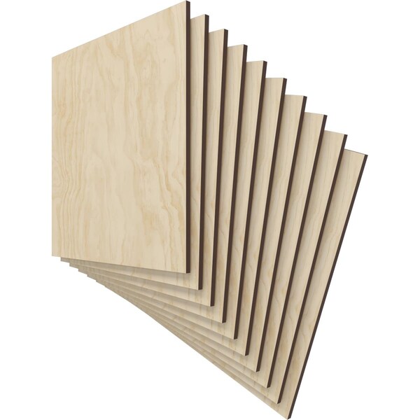 11 3/4W X 11 3/4H X 1/4T Wood Hobby Boards, Birch, 10PK